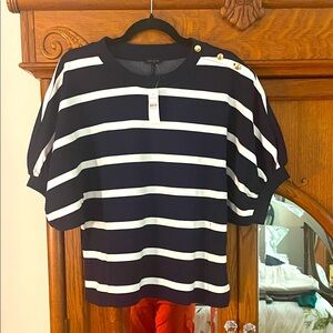Ann Taylor Stripped Ponte Dolman Top size L NWT